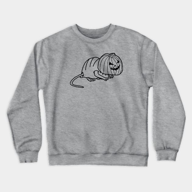 Cute Rat Wearing Halloween Horror Costume Minimal Line Art Crewneck Sweatshirt by ellenhenryart